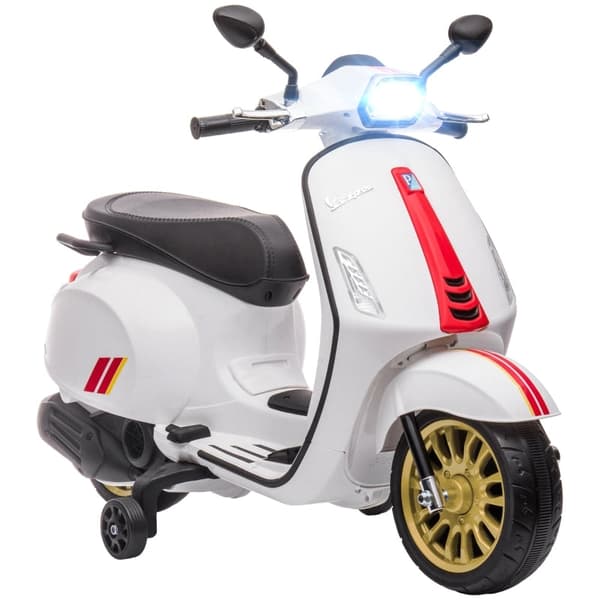 Rootz 6V Vespa elektrisk motorcykel - Ride-On Bike til børn - Træningshjul - 3 km/t - 107 cm x 47 cm x 73 cm