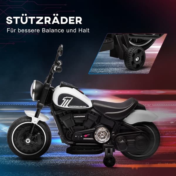 Rootz elektrisk motorcykel til børn - Børnecykel - Kør på legetøj - Forlygte og træningshjul - Udvikler motoriske færdigheder - 76 cm x 42 cm x 57 cm