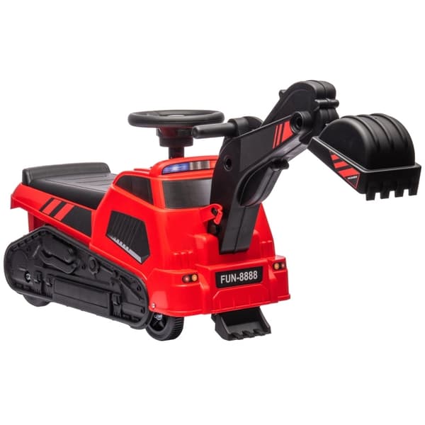 Rootz lasten ajettava kaivinkone - 3-in-1-rakennuslelu - Musikaalinen ohjauspyörä - Kaatumaton muotoilu - Liukuva jalka - Punainen+musta - 100L x 43L