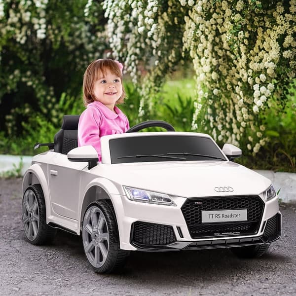 Rootz Kids -sähköurheiluauto - Ajettava leluauto - Lasten ajoneuvo - Realistinen muotoilu - MP3-soitin - Kaukosäädin - Valkoinen - 102cm x 60cm x 44cm
