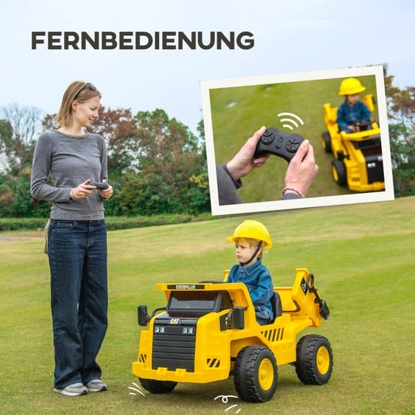 Rootz elektrisk kørende gravemaskine - Caterpillar hjullæsser - Fjernbetjent lastbil - Ægte lydeffekter - Forlygter - 110 cm x 70,5 cm x 61,5 cm