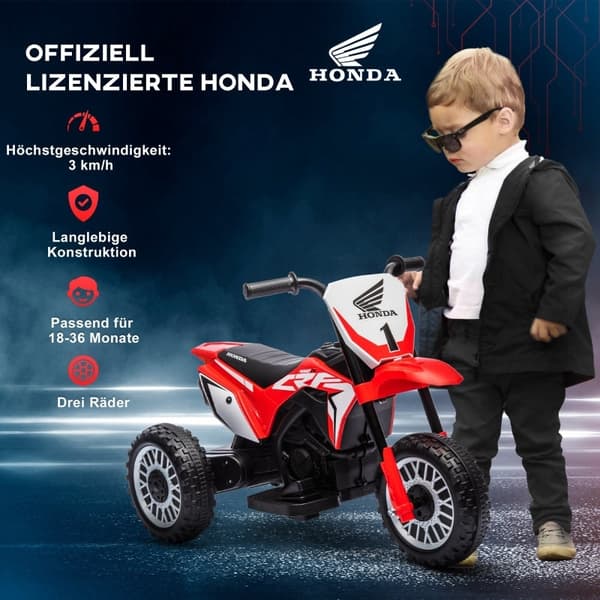 Rootz Honda CRF450RL Sähkökäyttöinen lasten moottoripyörä - Punainen+musta - Ajettava lelu - Asfalttiseikkailut - Realistiset äänet - 71L x 40,5W x 43