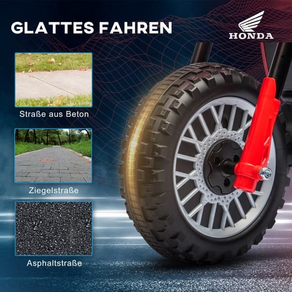 Rootz Honda CRF450RL Sähkökäyttöinen lasten moottoripyörä - Punainen+musta - Ajettava lelu - Asfalttiseikkailut - Realistiset äänet - 71L x 40,5W x 43