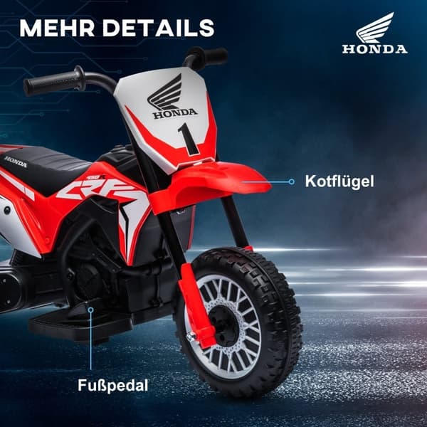 Rootz Honda CRF450RL Sähkökäyttöinen lasten moottoripyörä - Punainen+musta - Ajettava lelu - Asfalttiseikkailut - Realistiset äänet - 71L x 40,5W x 43
