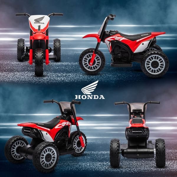 Rootz Honda CRF450RL Sähkökäyttöinen lasten moottoripyörä - Punainen+musta - Ajettava lelu - Asfalttiseikkailut - Realistiset äänet - 71L x 40,5W x 43