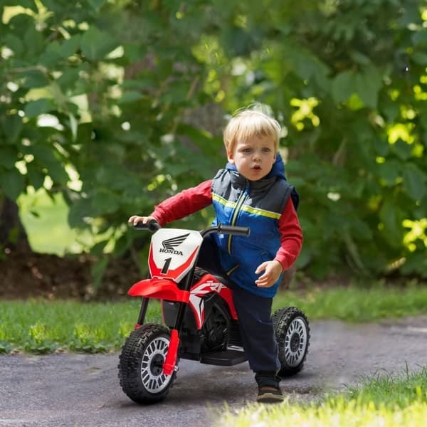 Rootz Honda CRF450RL Sähkökäyttöinen lasten moottoripyörä - Punainen+musta - Ajettava lelu - Asfalttiseikkailut - Realistiset äänet - 71L x 40,5W x 43