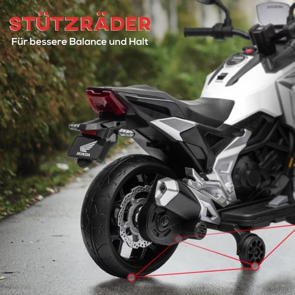 Rootz Honda licenseret elektrisk motorcykel - Børnemotorcykel - Ride-On Bike - Forlygter - Støttehjul - Asfalt, Mursten, Beton - 107 cm x 46 cm x 75 c