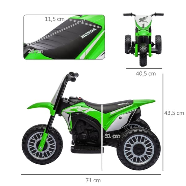 Rootz sähköinen lasten moottoripyörä - Honda CRF450RL Replica - Lasten pyörä - Torvi ja käynnistysäänet - Asfaltti - 71 cm x 40,5 cm x 43,5 cm