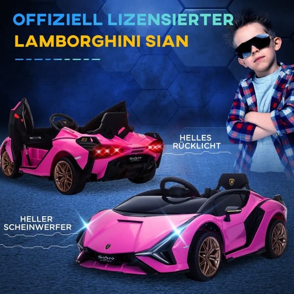 Rootz elektrisk barnbil - Rosa åkande bil - Batteridriven barnbil - Realistisk design - LED-lampor - Fjärrkontroll - 108cm x 62cm x 40cm