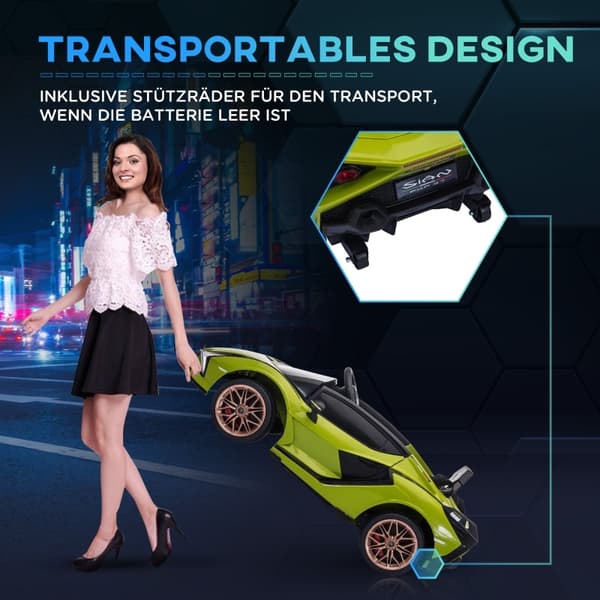 Rootz elbil til børn - Ride-On Car - Realistisk design, integrerede gadgets - 2 køretilstande - LED-lys - Fjernbetjening - 108L x 62W x 40H cm