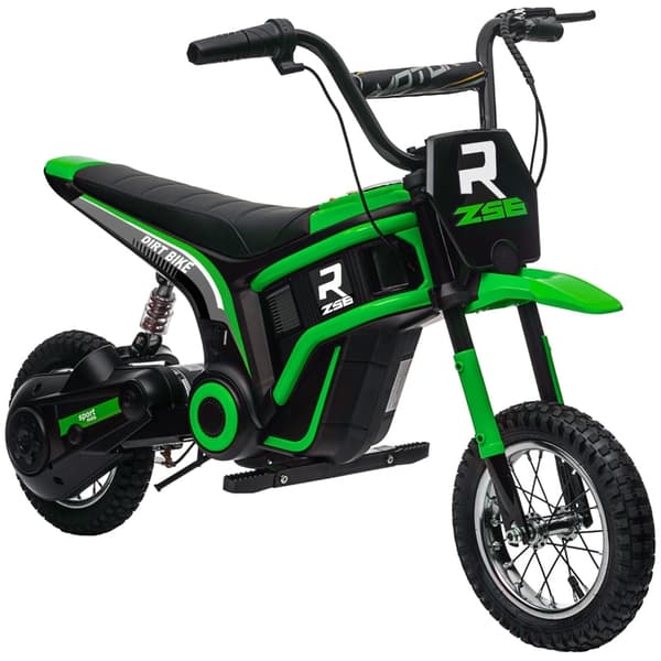 Rootz Kids -sähkömoottoripyörä - Lasten ajopyörä - 24 V moottori - Integroitu musiikki ja valot - Iskuja vaimentavat pyörät - Vihreä - 119 cm x 64 cm