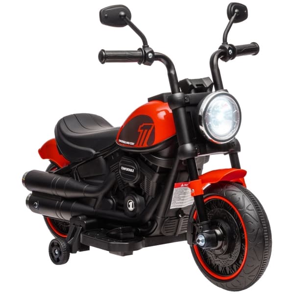 Rootz Kids elektrisk motorcykel - Rød+Sort - Ride-On Legetøj - Forlygte - Træningshjul - Udvikler hånd-øje koordination - 76cm x 42cm x 57cm