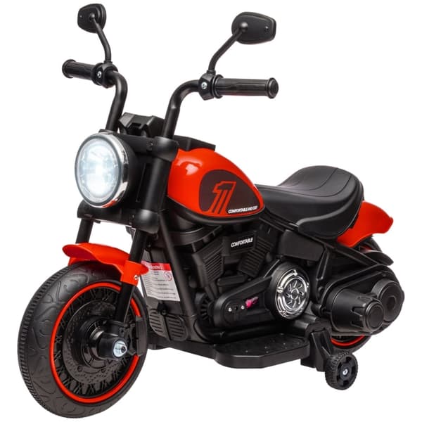 Rootz Kids elektrisk motorcykel - Röd+svart - Ride-On Toy - Strålkastare - Träningshjul - Utvecklar hand-öga-koordination - 76cm x 42cm x 57cm