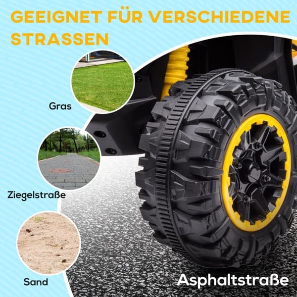 Rootz Kids Electric Quad - Ride on 4 Wheeler - Gul + Sort - LED-forlygter - MP3-afspiller - 83 cm x 53 cm x 55,5 cm