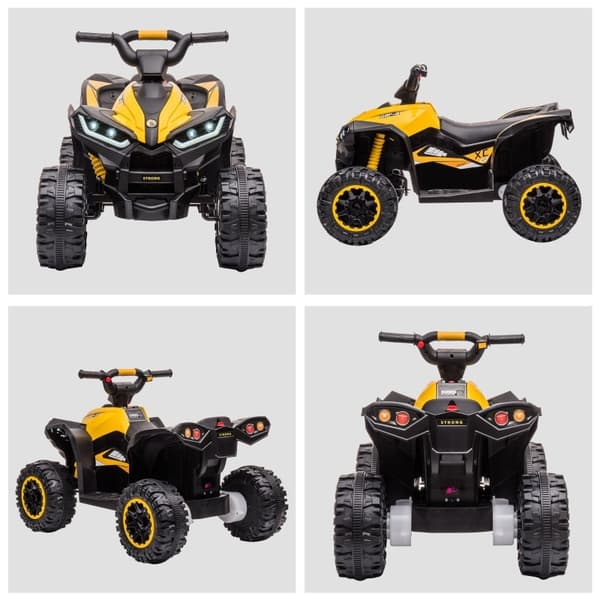 Rootz Kids Electric Quad - Ride on 4 Wheeler - Gul + Sort - LED-forlygter - MP3-afspiller - 83 cm x 53 cm x 55,5 cm