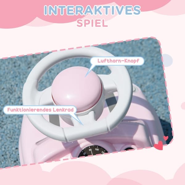Rootz Kids Ride-On Car - Legetøjsbil til børn - Push-bil til småbørn - Anti-tip design - Udvikler balance og motoriske færdigheder - 53 cm x 25 cm x 3