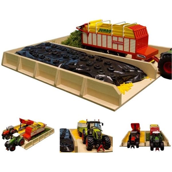 Leksak - Kids Globe - Traktorsilagegrop 1:32 - Dubbelsilo - Grön