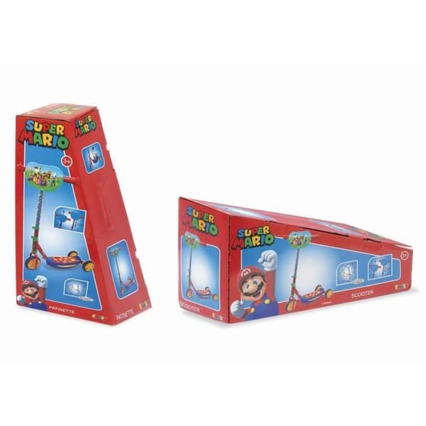 SMOBY - Super Mario - Tyst 3-hjuls skoter - Metallstruktur - Liten skoter med justerbart styre