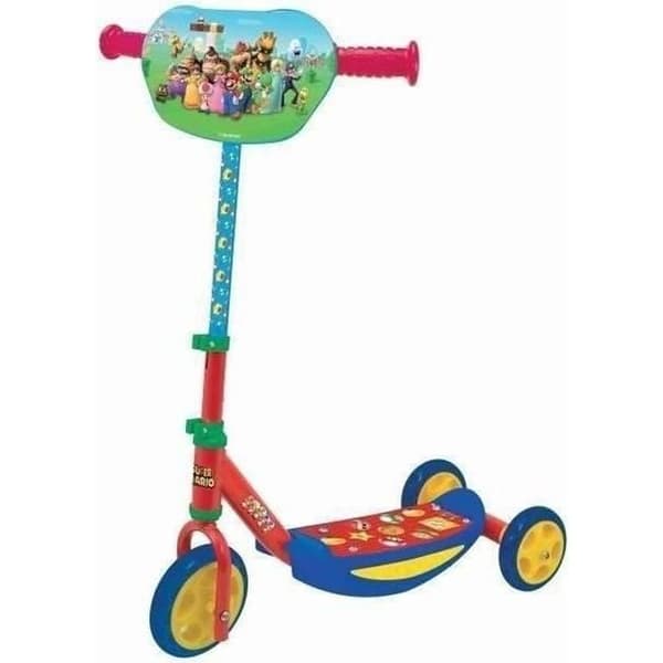 SMOBY - Super Mario - Tyst 3-hjuls skoter - Metallstruktur - Liten skoter med justerbart styre