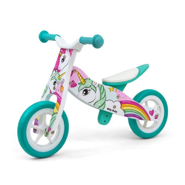 3-Wheel Balance Bike - Milly Mally - The Unicorn - Vit - 18 månader+ - Stabilitet och komfort