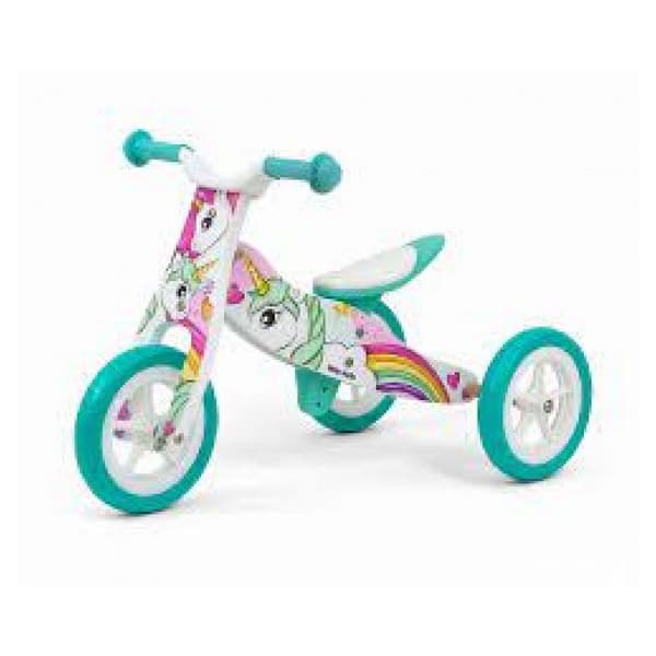 3-Wheel Balance Bike - Milly Mally - The Unicorn - Vit - 18 månader+ - Stabilitet och komfort