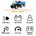 Miniatyrbild 5 av 6: Elektrisk Traktor T7 - med Transportvagn - 12V Batteri - 2 till 5 år - Blå