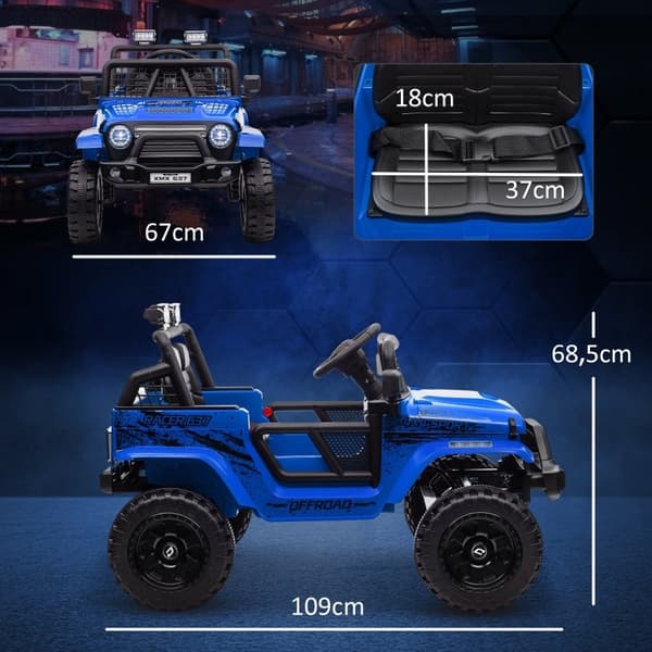 Rootz 12V børne-elbil - Ride-On for børn - El-køretøj - Glat tur - 109 cm x 67 cm x 68,5 cm