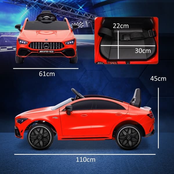 Rootz børneelbil - Legetøjskøretøj - Ride-On Car - LED lys og musik - 110 cm x 61 cm x 45 cm - Licenseret af Mercedes-AMG CLA 45