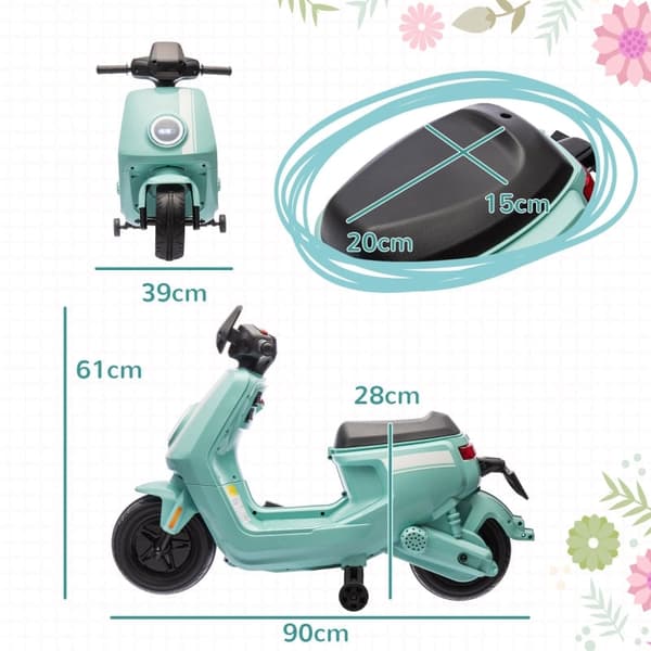 Rootz elektrisk børnemotorcykel - E-motorcykel til børn - Legetøjsmotorcykel - Sikker kørsel - 90 cm x 39 cm x 61 cm