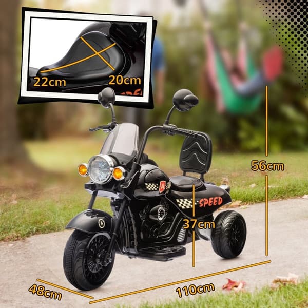 Rootz elektrisk ride-on motorcykel til børn - Trike til børn - Trehjulet motorcykel - Sikker og stabil - 110 x 48 x 56 cm