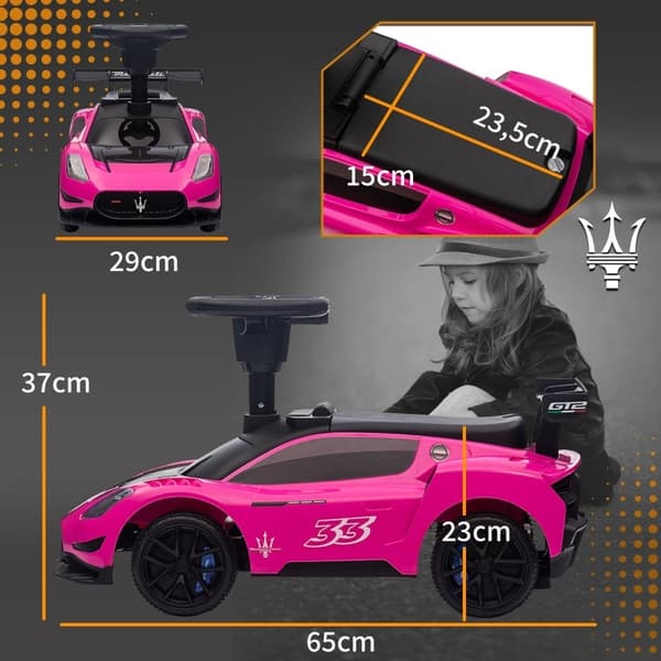 Rootz Maserati GT2 åkbil - Slide-bil för barn - Bobby-bil - Tysta hjul - 65L x 29W x 37H cm