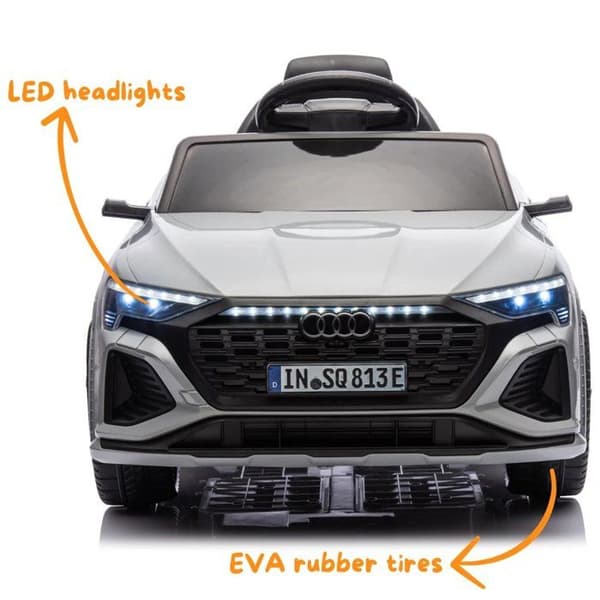 Batteribil 12V - Audi SQ8 e-Tron - 1 till 5 år - EVA-hjul - Grå