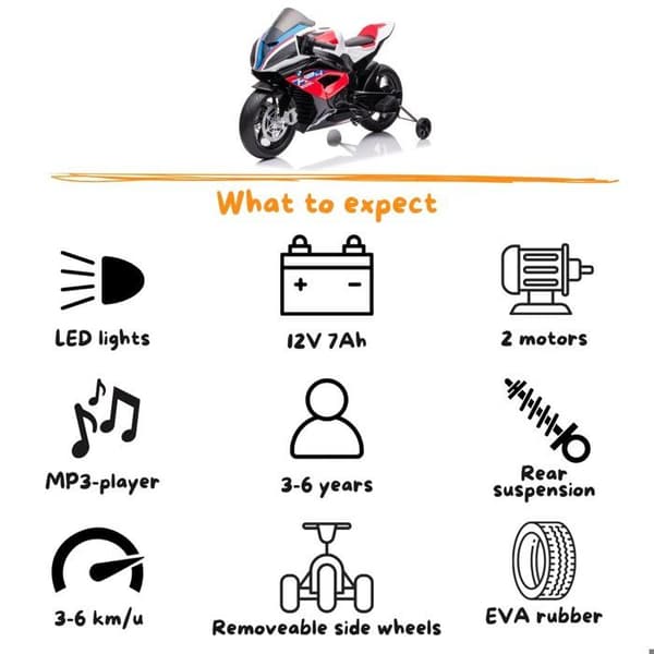 Elmotorcykel för Barn BMW HP4 Race - 12V - 3 till 7 år - Röd