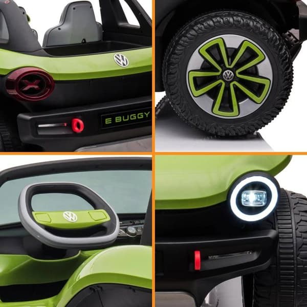 Elbilsbuggy Barn - Volkswagen E-Buggy - 12V - 2 till 7 år - Grön
