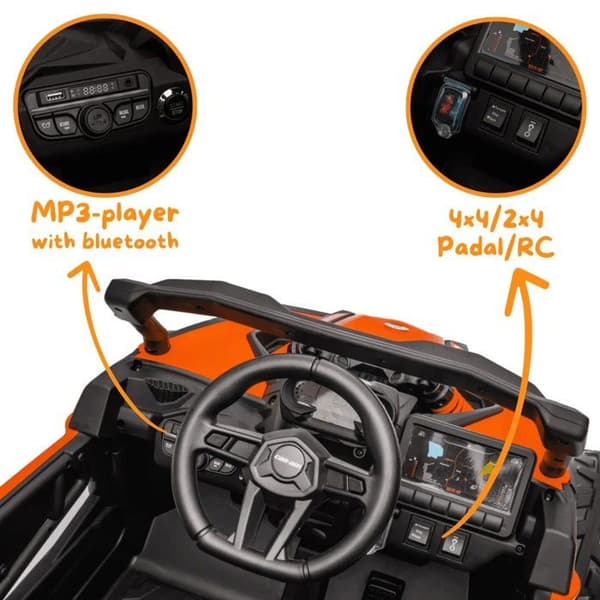 Elbilsbuggy 12V - Can-Am Maverick R - 4x4 - 1 till 6 år - Orange