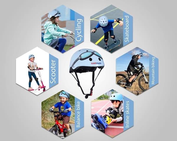 Kiddimoto - Blue Goggle Medium barnhjälm