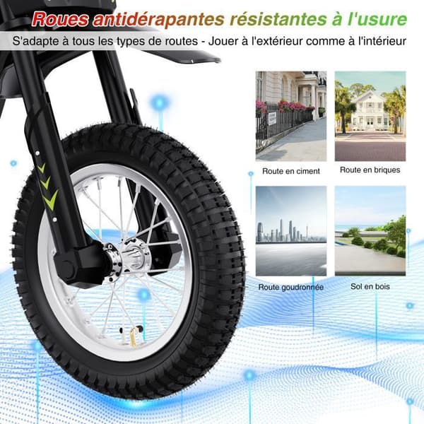 RCB Elmotorcykel för barn - Tre hastighetslägen - 36V/4AH Batteri Grön