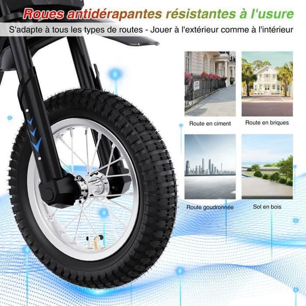 RCB Elmotorcykel för barn - Tre hastighetslägen - 36V/4AH Batteriblått