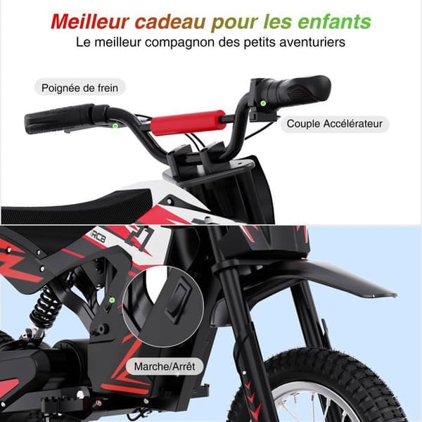 RCB Elmotorcykel för barn - Tre hastighetslägen - 36V/4AH Batteriröd