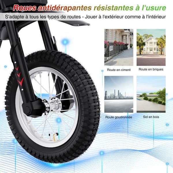 RCB Elmotorcykel för barn - Tre hastighetslägen - 36V/4AH Batteriröd