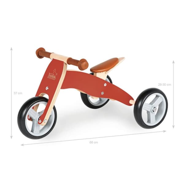 Rootz Charlie mini -kolmipyörä - taapero Trike - vaihtovelkakirjalainan tasapainopyörä - massiivipuuta - helppo muuntaminen - 66 cm x 41cm x 37cm