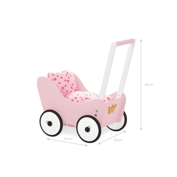 Rootz Doll's Pram Prinzessin Lea - Toy Barnvagn - Baby Buggy - Justerbart handtag - 55 cm x 35 cm x 58 cm
