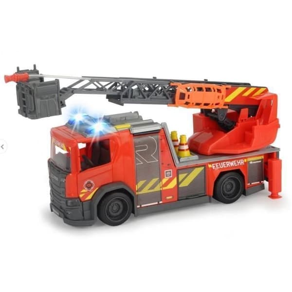 Brandbil med roterande stege - Dickie Toys - Scania - Vattenstrålefunktion - Barnleksak