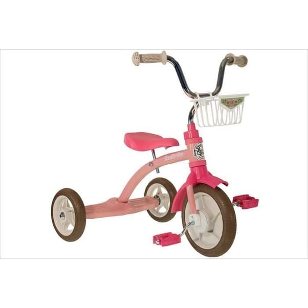 Rosa retro tjej trehjuling.