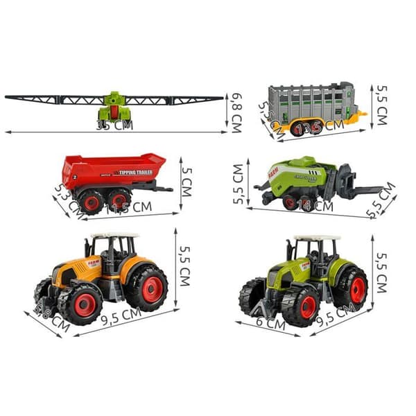 Traktor - jordbruksfordon - byggfordon Kruzzel Farma - paket med 6 maskiner 23436