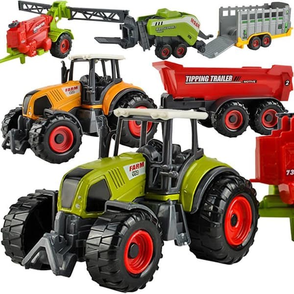 Traktor - jordbruksfordon - byggfordon Kruzzel Farma - paket med 6 maskiner 23436