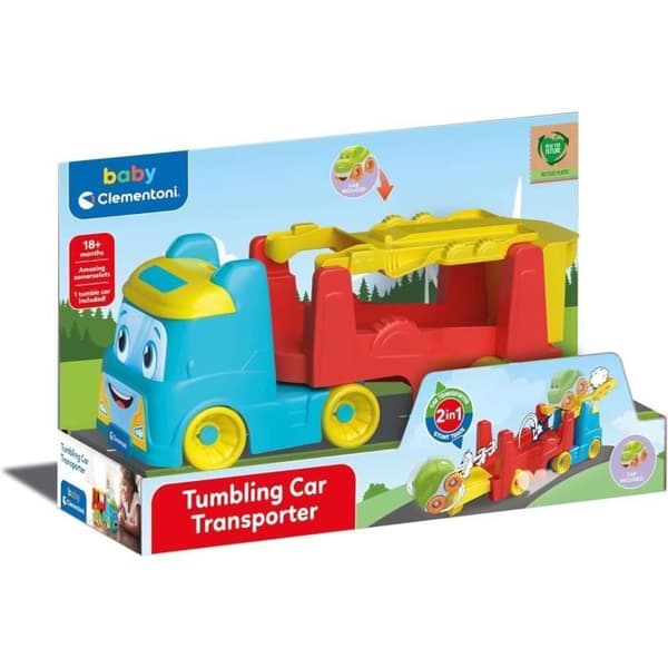 Clementoni-spel - Lastbilen med tumlande bilar - Återvunnen plast - Bilar ingår - Från 18 månader - Tillverkad i Italien
