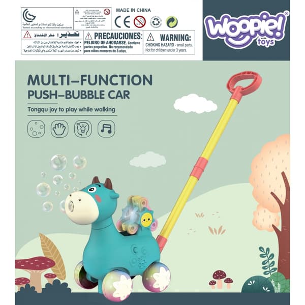 WOOPIE Påskjutare Ko med Ljud och Såpbubblor Blå