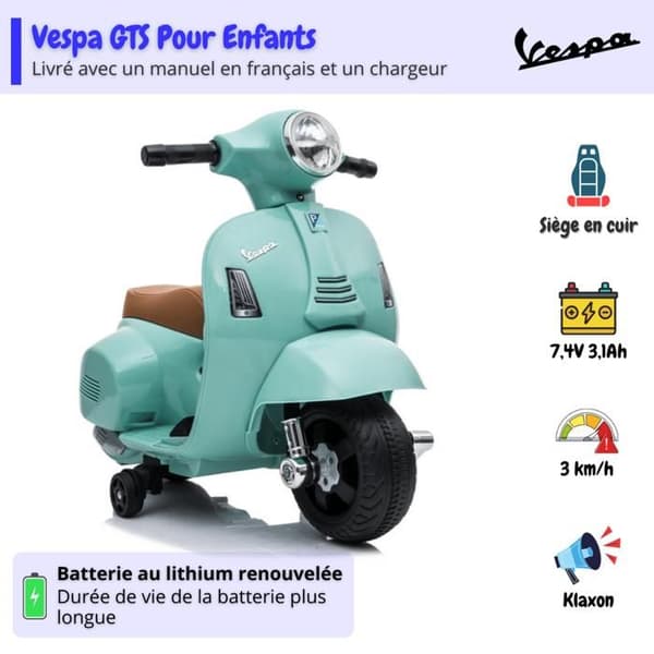 Barnens Elektriska Motorcykel - Vespa GTS - 6V - 1 till 3 år - Blå
