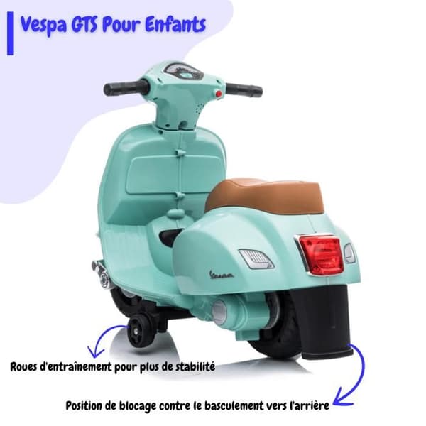 Barnens Elektriska Motorcykel - Vespa GTS - 6V - 1 till 3 år - Blå